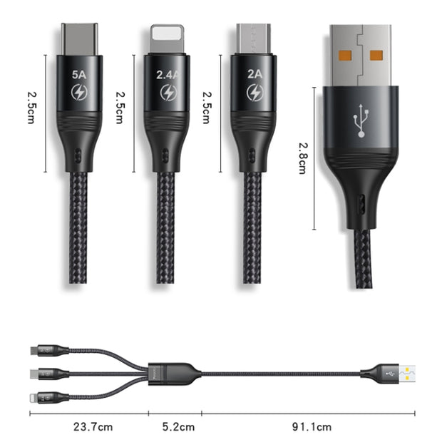 Yesido 3 In 1 Super Fast Charger Cable Widely Compatible