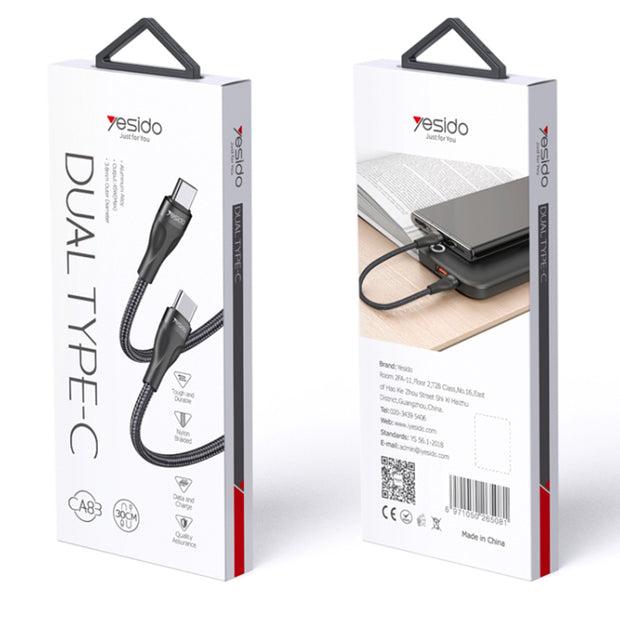 Yesido Dual Type-C Data Cable 45W