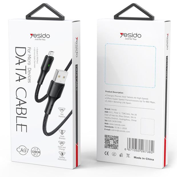 Yesido Charging Cable with Indicator Light 1.2M