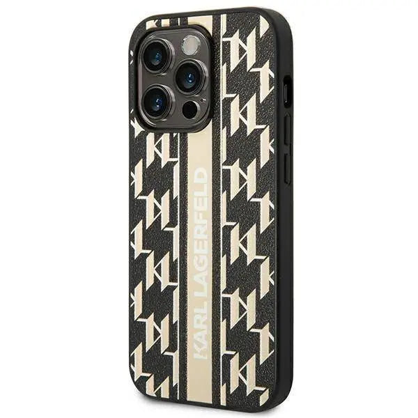 Karl Lagerfeld Monogram Stripe Brown Hardcase - iCase Stores