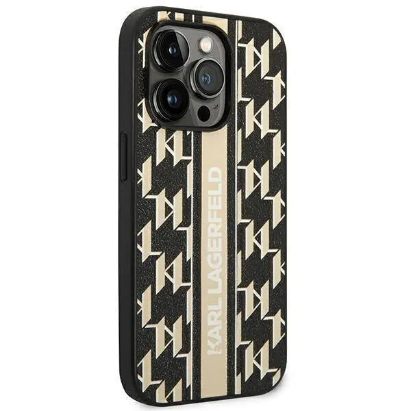 Karl Lagerfeld Monogram Stripe Brown Hardcase - iCase Stores