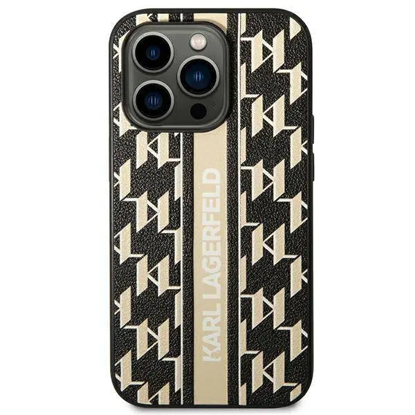 Karl Lagerfeld Monogram Stripe Brown Hardcase - iCase Stores
