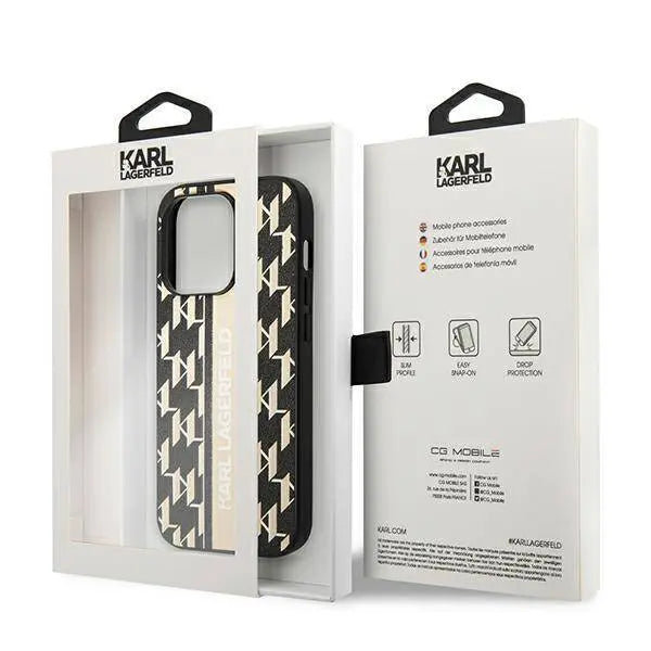 Karl Lagerfeld Monogram Stripe Brown Hardcase - iCase Stores