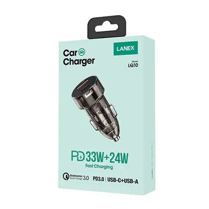 Lanex Transparent Dual USB Ports Car Charger 3.1A - iCase Stores