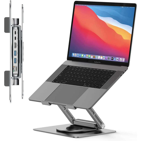 Laptop Docking Station Stand for MacBook Pro/Air/Dell/HP/Surface/Lenovo, Detachable USB C Hub, 4K HDMI, 2 USB 3.0, RJ45, PD 3.0, Universal Laptop Dock with 360 Rotating Base - iCase Stores