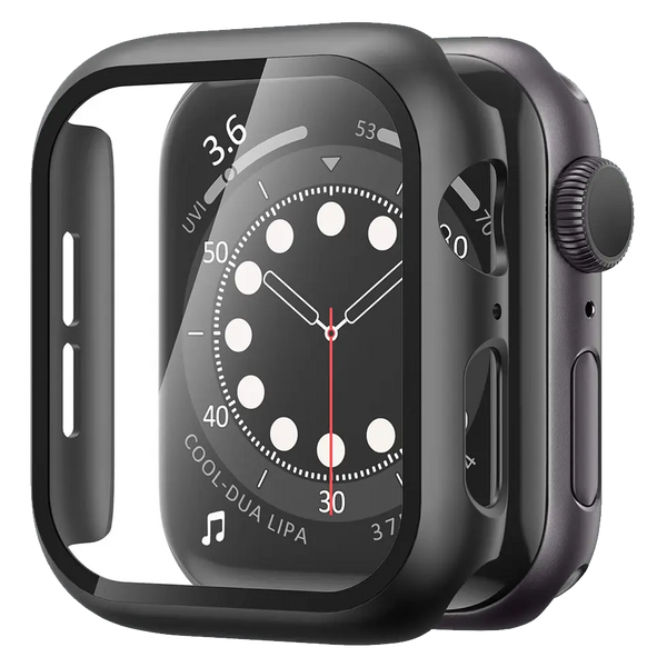 Matte Case with Tempered Glass Screen for Apple Watch - Black - iCase Stores