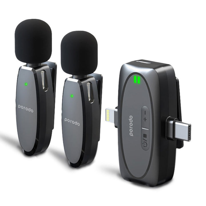 Porodo Dual Connector Lavalier Microphone Dual Mic - iCase Stores