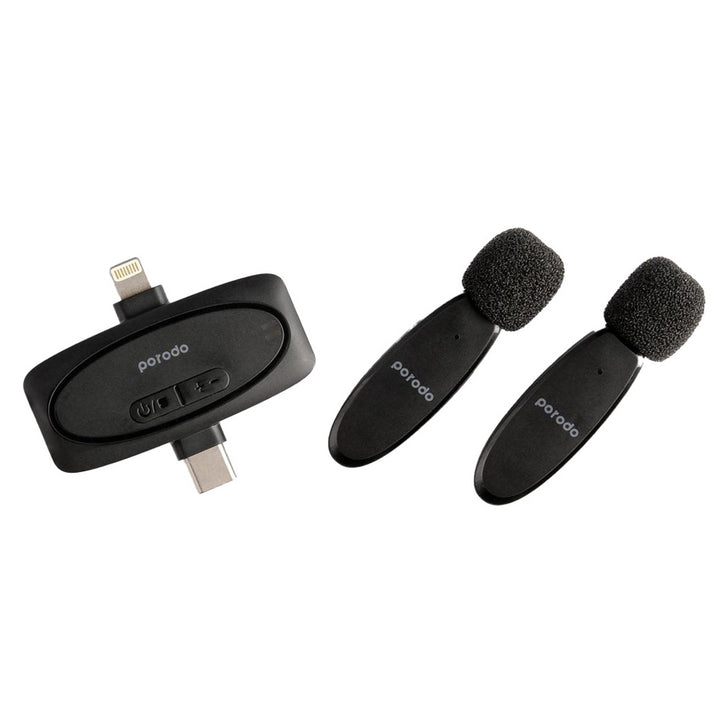Porodo Dual Connector Lavalier Microphone Dual Mic - iCase Stores