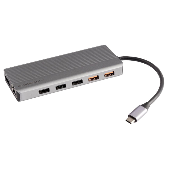Powerology 12 in 1 USB-C Hub HDMI Type-C 100W PD Ethernet VGA USB SD MicroSD 3.5AUX - iCase Stores