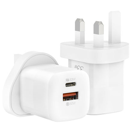 Recci Gan Dual Output Wall Charger 33W (UK Plug)