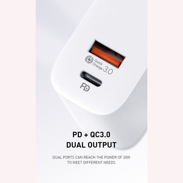 Recci Plug Travel Charger PD & USB 30W