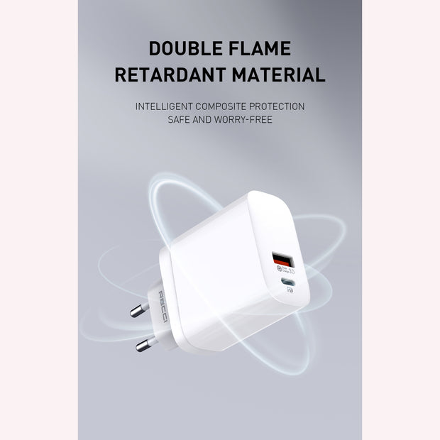 Recci Plug Travel Charger PD & USB 30W