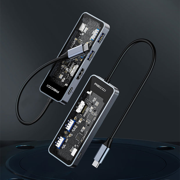Recci 5 in 1 Hub Transparent Design PD 100W
