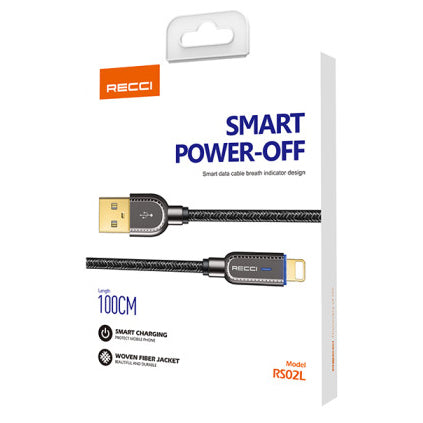 Recci Smart Power-Off Lightning Fast Charging Cable With Led 1m