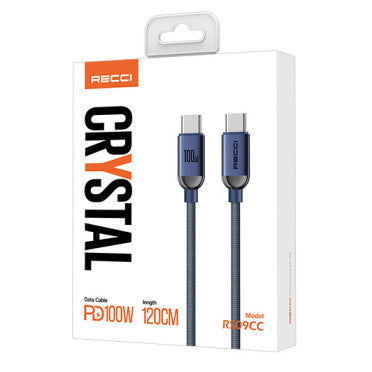 Recci Crystal Type-C to Type-C Fast Charge Cable 1.2M