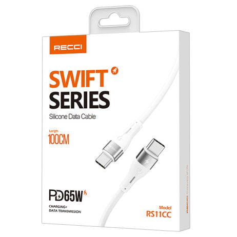 Recci Swift Series Type-C To Type-C Silicon Data Cable 1M / 65W - iCase Stores