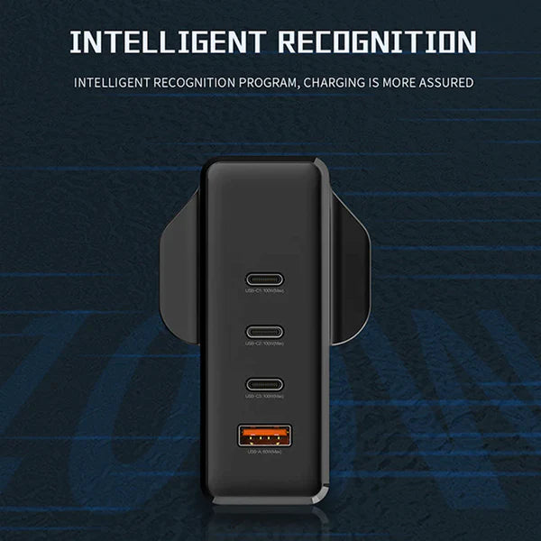 Recci 100W GaN 4 Ports Smart Charger (UK Plug)