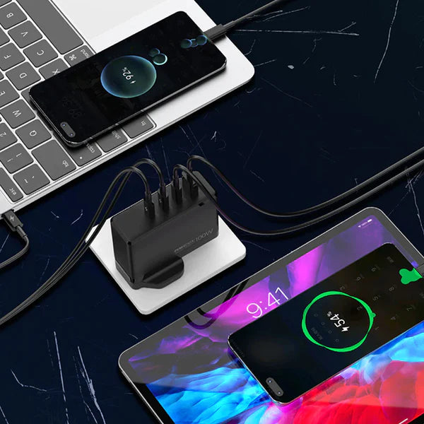 Recci 100W GaN 4 Ports Smart Charger (UK Plug)