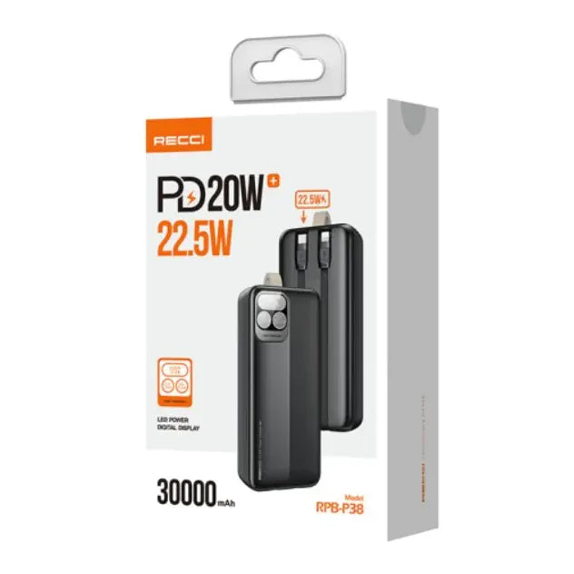 Recci Hawk-Eye Power Bank With Digital Display 30000mAh - iCase Stores