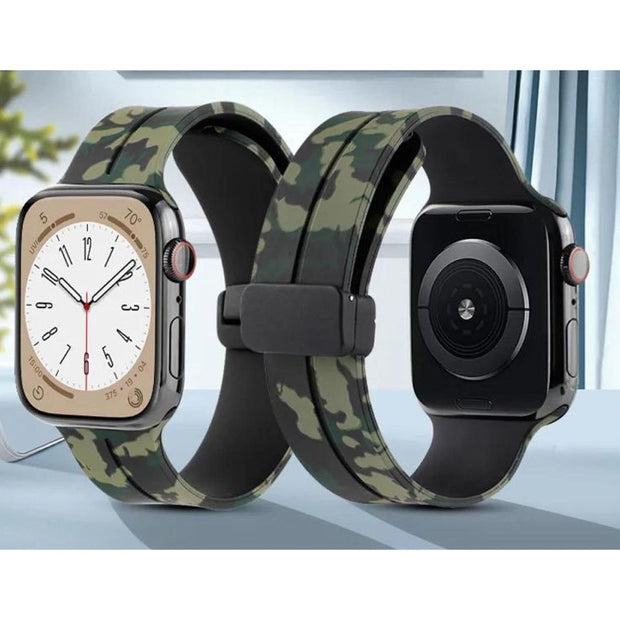 Camouflage Magnetic Buckle Silicone Band For Apple Watch