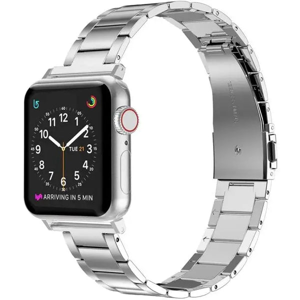 Slim Silver Stainless Steel Bracelet for Apple Watch - iCase Stores