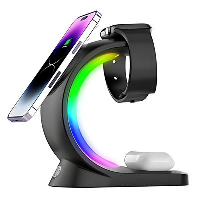3-IN-1 RGB Light Desktop Fast Charging Stand Compatible with MagSafe