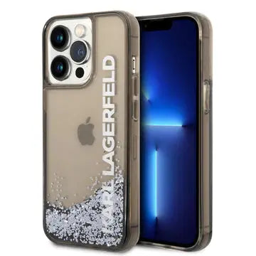 Karl Lagerfeld PC/TPU Black Liquid Glitter Translucent Case Elongated Logo - iCase Stores