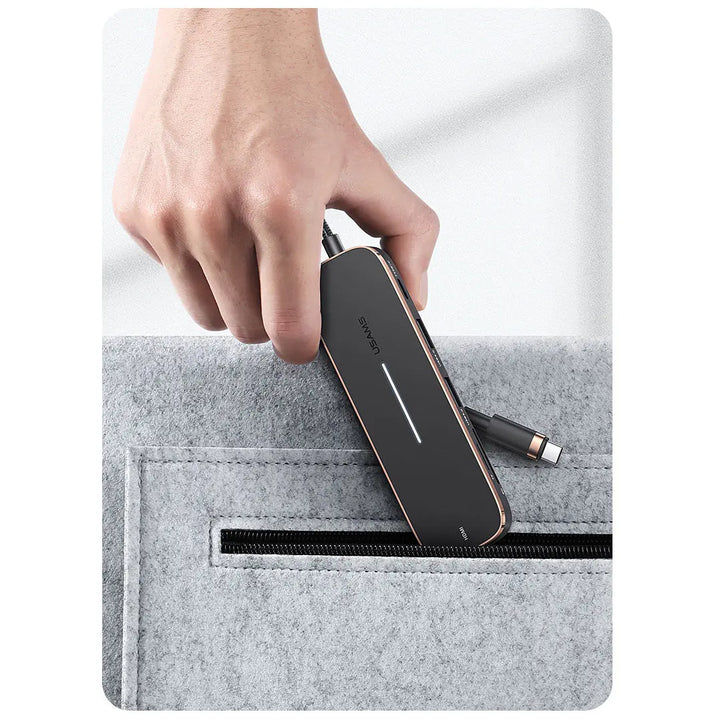 USAMS 6 In 1 PD 100W Type C Hub USB C to HDMI-compatible 1.4 USB 3.0 TF SD Slot Dock Station Splitter For MacBook iPad Laptop - iCase Stores