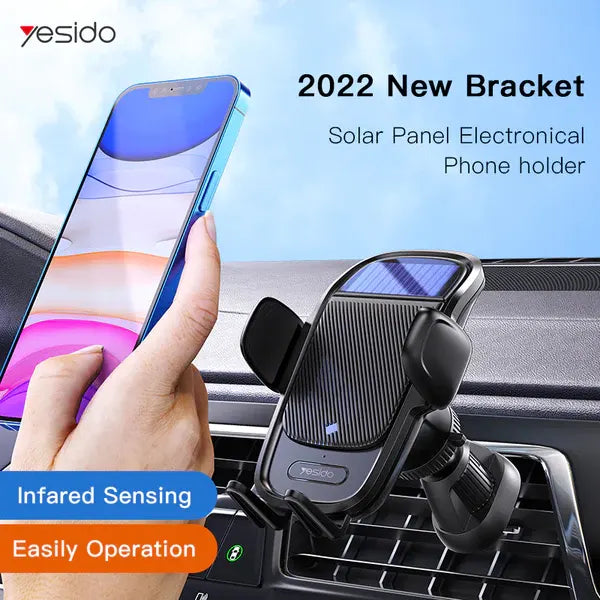 Yesido Solar Panel Phone Charging & Phone Car Holder