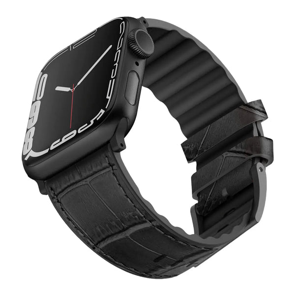 Venturx Crox - Genuine Artisan Leather Strap for Apple Watch - Black - iCase Stores