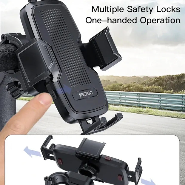 Yesido Touch Lock Bike Handlebar Phone Mount Tool-Free Installation