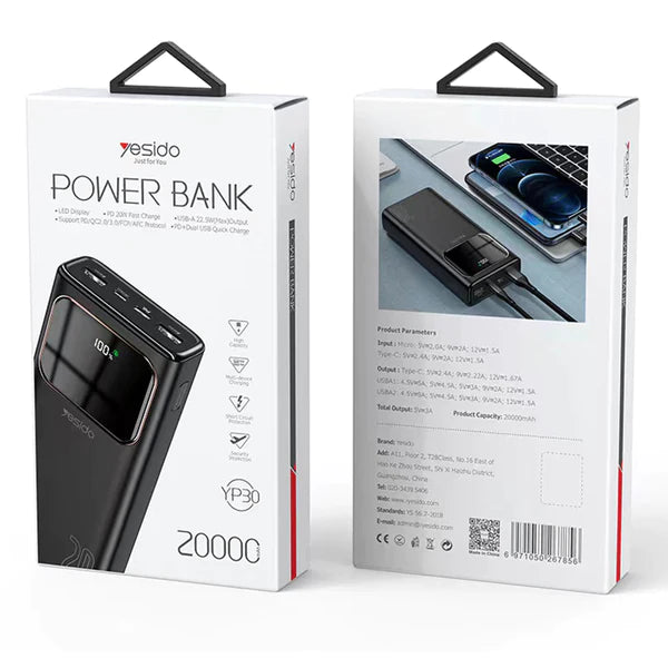 Yesido Power Bank With Led Display 20000mAh