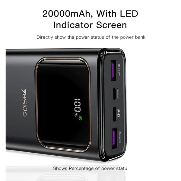 Yesido Power Bank With Led Display 20000mAh