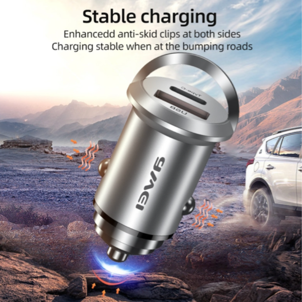 Awei Mini Quick Car Charger with 2 ports 30W