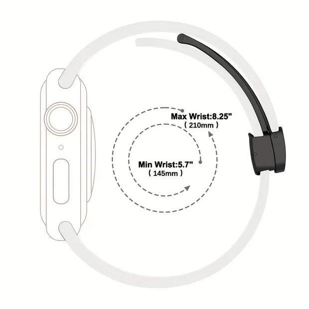 Solid Color Magnetic Buckle Silicone Watch Band For Apple Watch