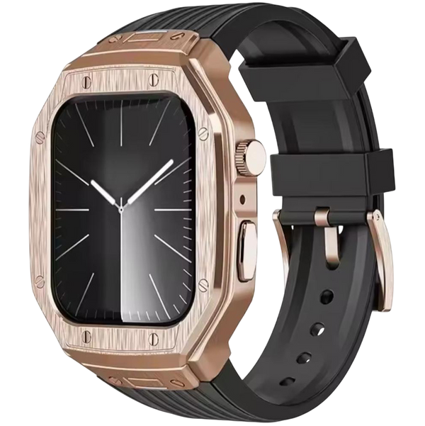 Luxury Stainless Steel Protective Case with Silicone Band for Apple Watch