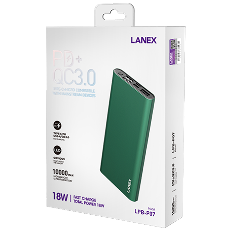 Lanex Aluminum Fast Charging  Power Bank 10000mAh / 20W - iCase Stores
