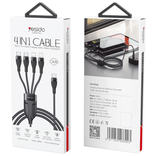 Yesido 4 In 1 Type-C to 4 Ports Charging Cable 4A