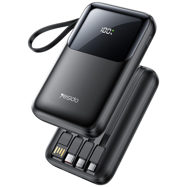 Yesido 10000mAh \ 22.5W Power Bank with Built-in Cables and Fast Charging