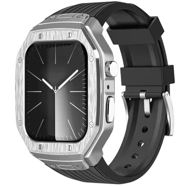Luxury Stainless Steel Protective Case with Silicone Band for Apple Watch