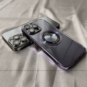 Plating MagSafe Luxury Clear Case with Glass Logo Hole
