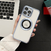 Plating MagSafe Luxury Clear Case with Glass Logo Hole