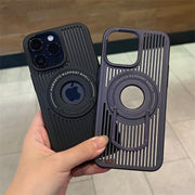 Breathable Magnetic Suction Ring Hole Matte Case With Hidden Stand