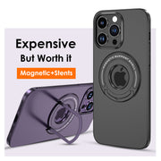 Magnetic Suction Ring Hole Matte Case With Hidden Stand - iCase Stores
