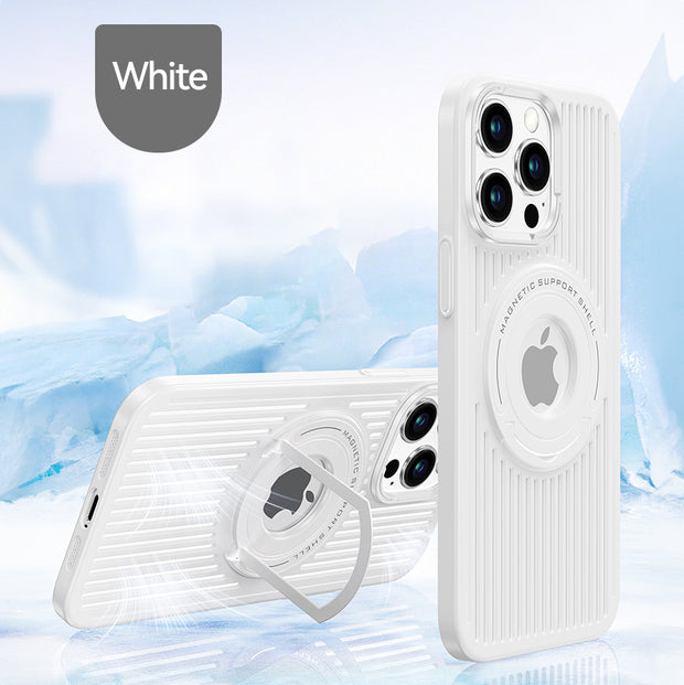 Breathable Magnetic Suction Ring Hole Matte Case With Hidden Stand