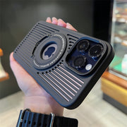 Breathable Magnetic Suction Ring Hole Matte Case With Hidden Stand