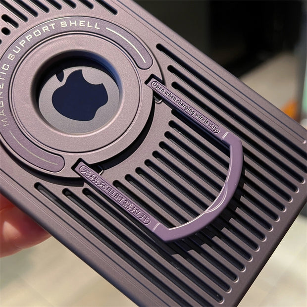 Breathable Magnetic Suction Ring Hole Matte Case With Hidden Stand