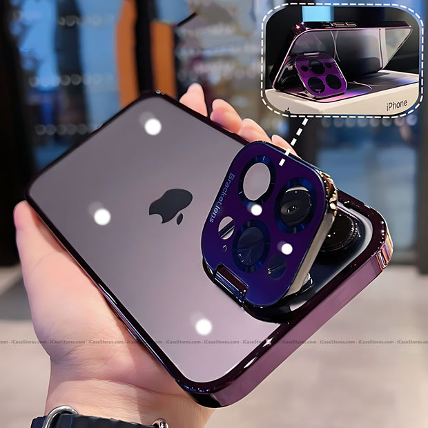 Bracket Lens Clear Case with Camera Shield & Flip Stand & Speakers Filter