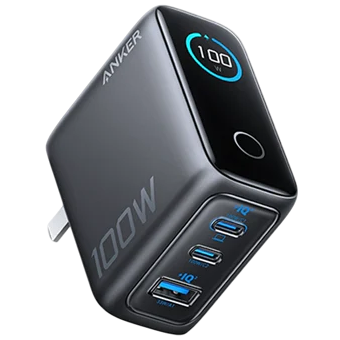 Anker 100W GaN Charger with 3 Ports and Smart Display