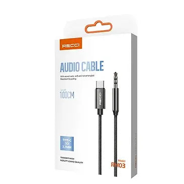 Recci Audio Cable Type C to 3.5mm Aux Audio Cable 100cm